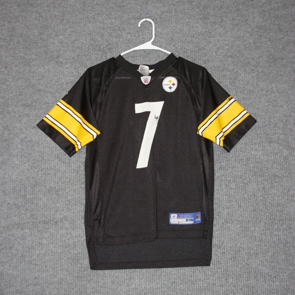 Pittsburgh Steelers Reebok Ben Roethlisberger Jersey L Black Good NFL 7 Mesh